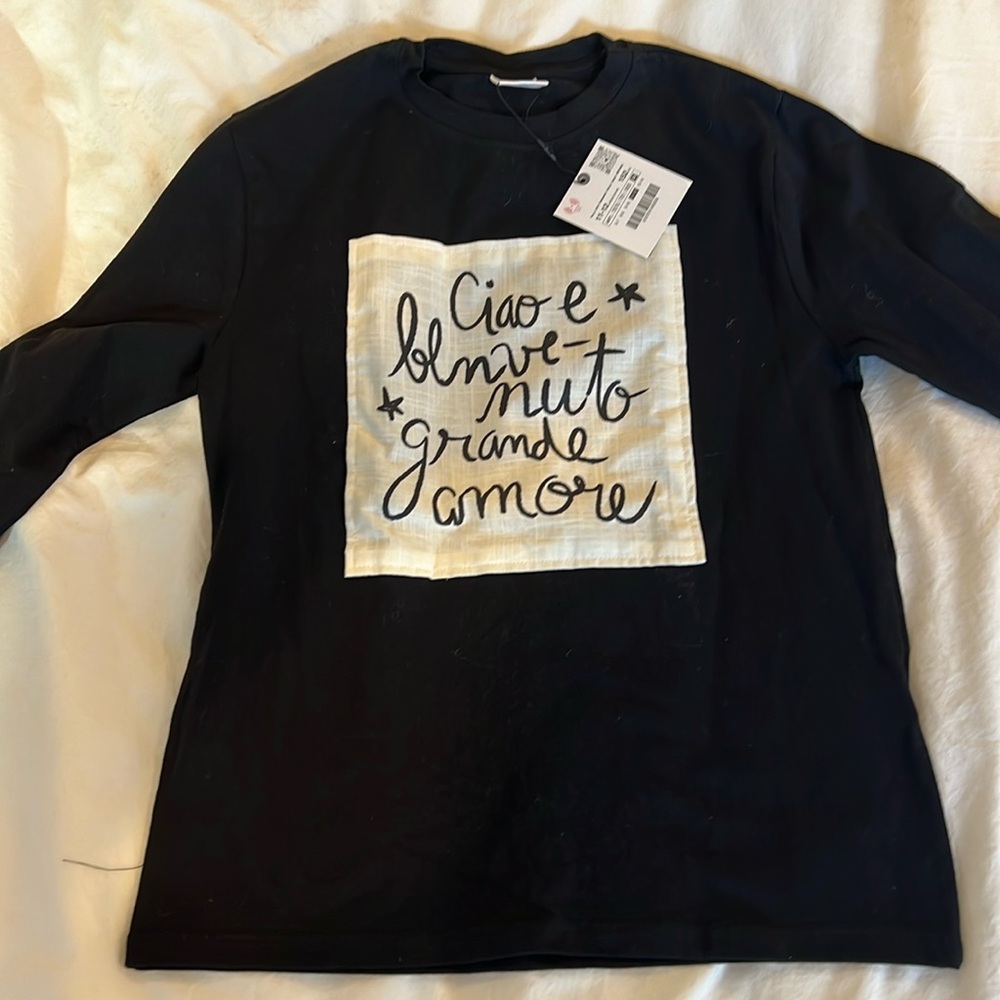 NWT Zara shirt size 11/12 Long sleeve Black